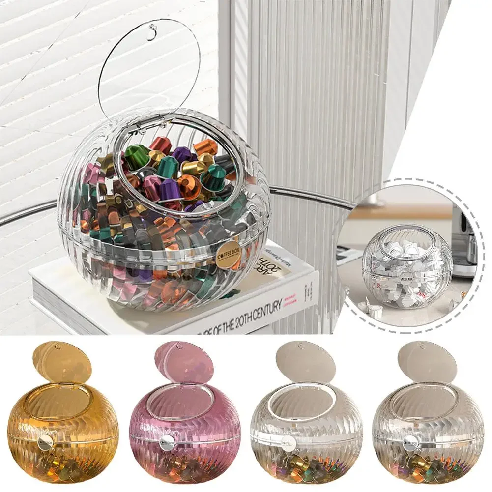 

1Pc Capsule Coffee Storage Box Tabletop Storage Office Creative Simple Transparent Dust Proof Decoration Storage Box