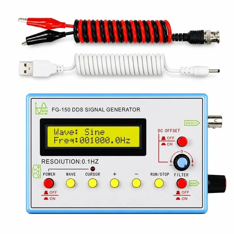 LLCS-FG-150 DDS Signal Generator 0.1Hz-500Khz Signal Source Module Adjustable Duty Cycle 1% To 99% 15 Waveform Types