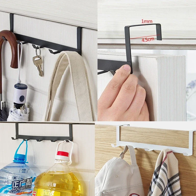 Hooks Over The Door 5 Hooks Home Key Hanging Storage Rack Clothes Coat Hat Towel Hanger Organizer Bathroom Kitchen Accessories