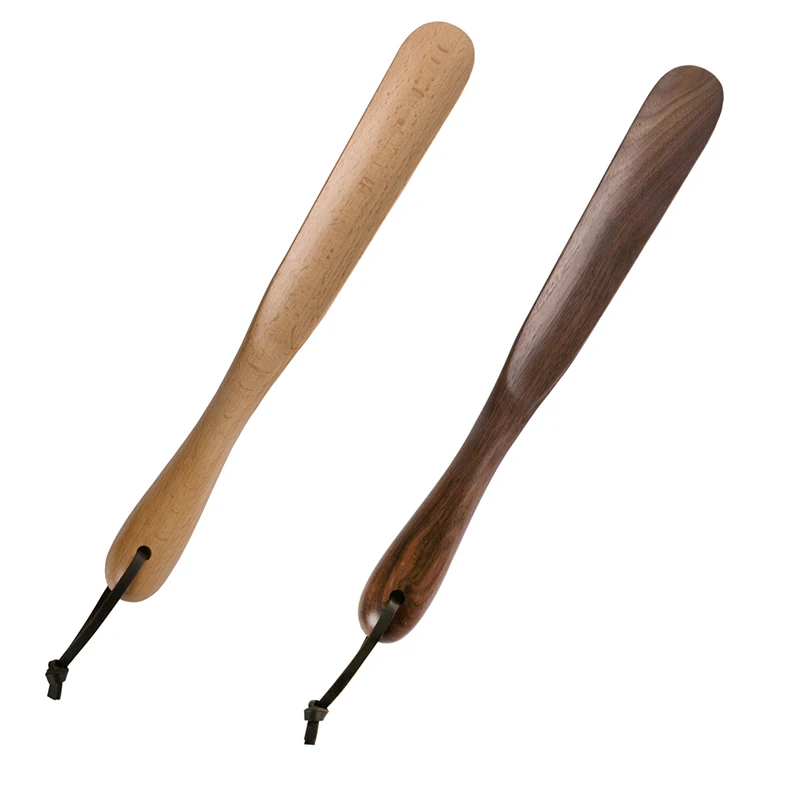 Walnut Wood Shoe Horn Wooden Shoehorn With Long Handle For Seniors Kids Pregnancy Thick Handhold With Loop Easy Wear Helper Tool