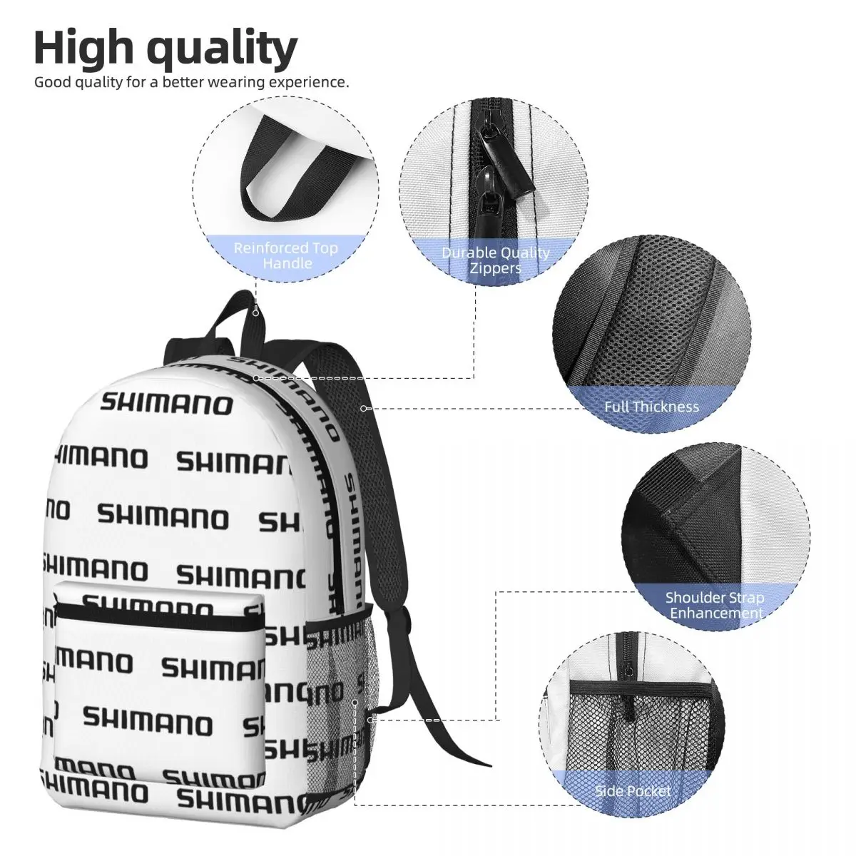 Shimano Fishing Fish Merch Backpack Student BookBag Kids School Bag Laptop Shoulder Bags for Men Women