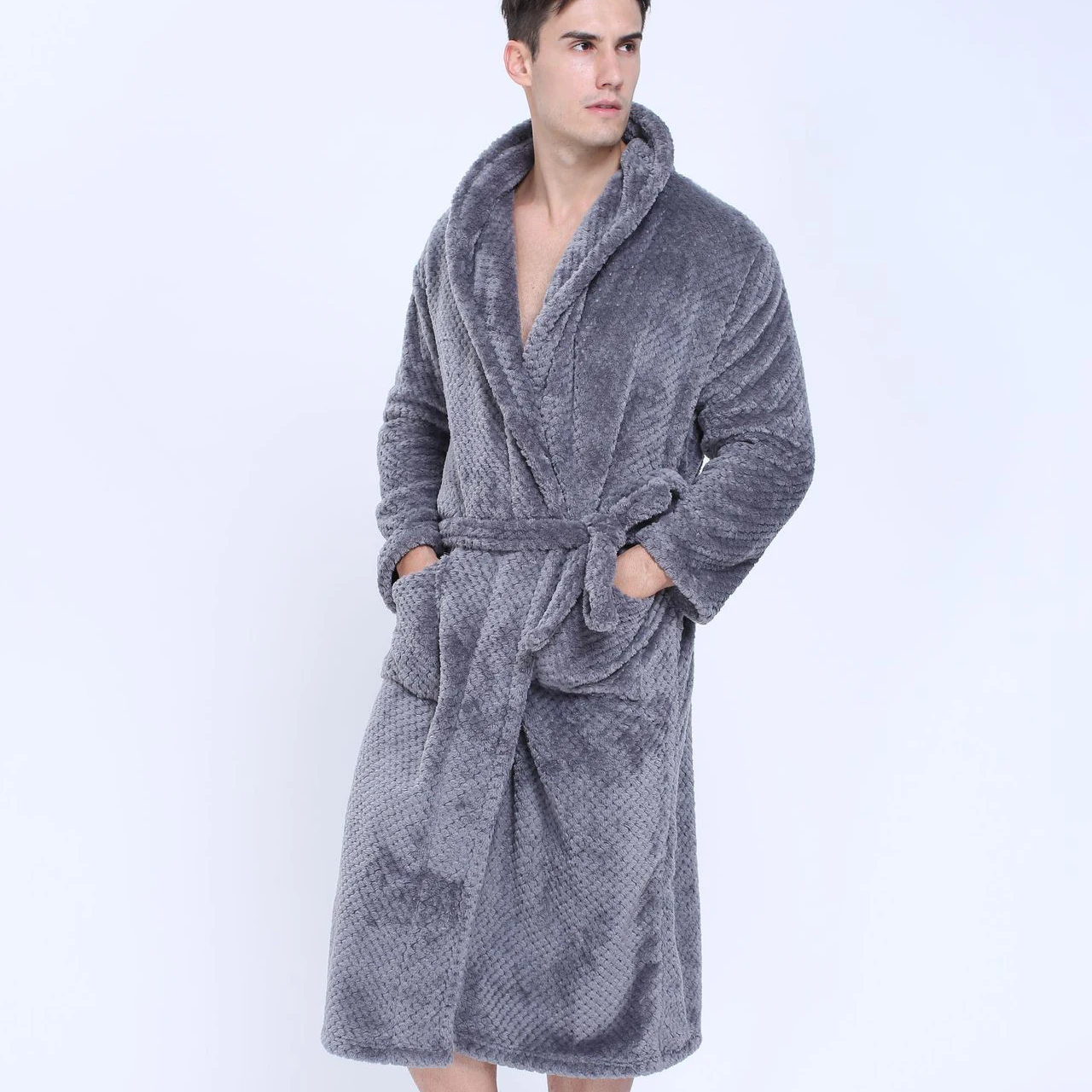 Thickened Warm Female Robe Sleepwear Flannel Nightwear Nightgown Winter Coral Fleece Bathrobe Loose Casual Home Dress Loungewear