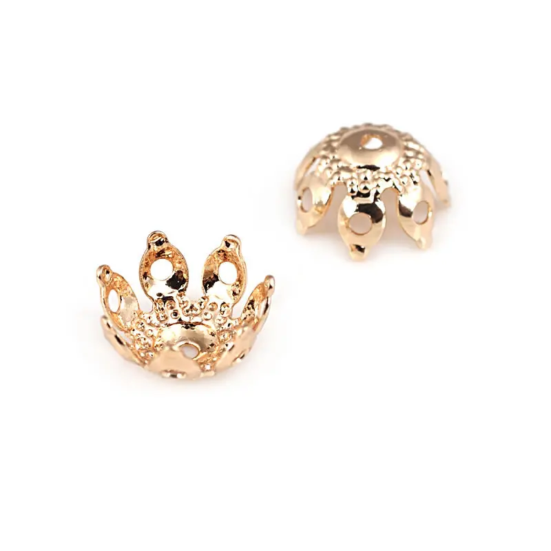 18K Gold Color Brass Flower Beads Caps Necklace Earrings High Quality Jewelry Diy Accessories - view 6