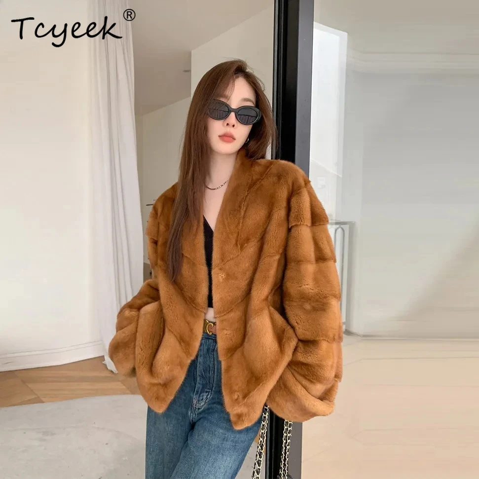 

Tcyeek Natural Mink Fur Coat Women 2025 Winter Clothes Whole Purple Mink Women's Real Fur Jackets New in Coats Fourrure Femme