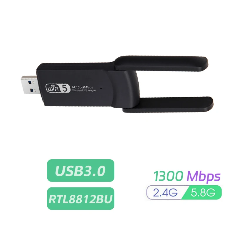 

Game USB Card 1300M Wireless WIFI USB network Adapter Transmit/Receive WiFi External Antenna Wireless Dongle Dual Band 2.4G 5G