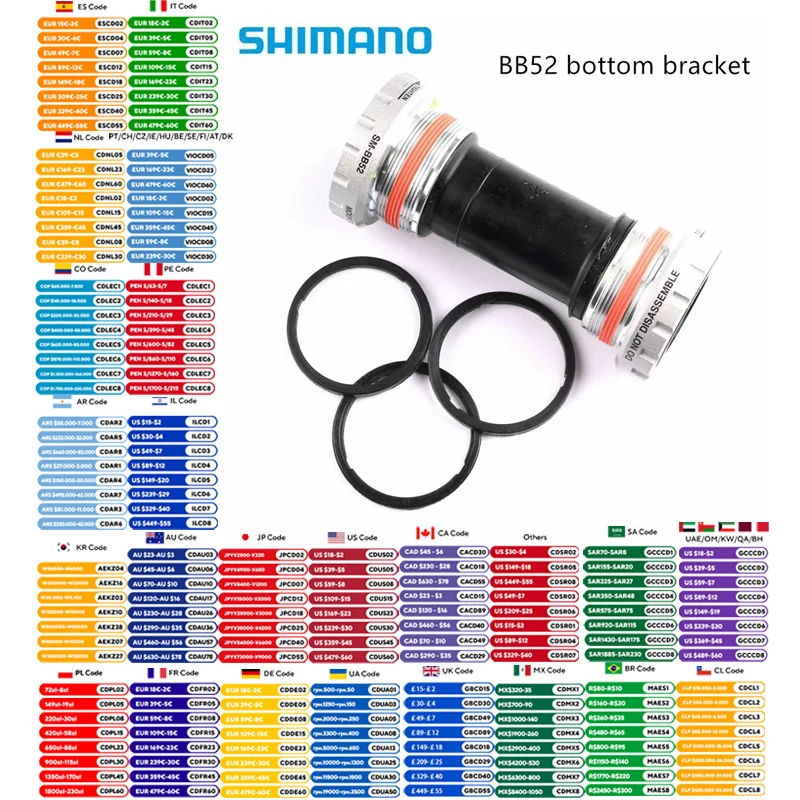 Shimano Deore BSA BB52 XTR XT MT801 BB93 68/73mm / MT500 89.5/92mm / MT500 PA / MT800 PA / MT501 BSA For MTB External Bearing