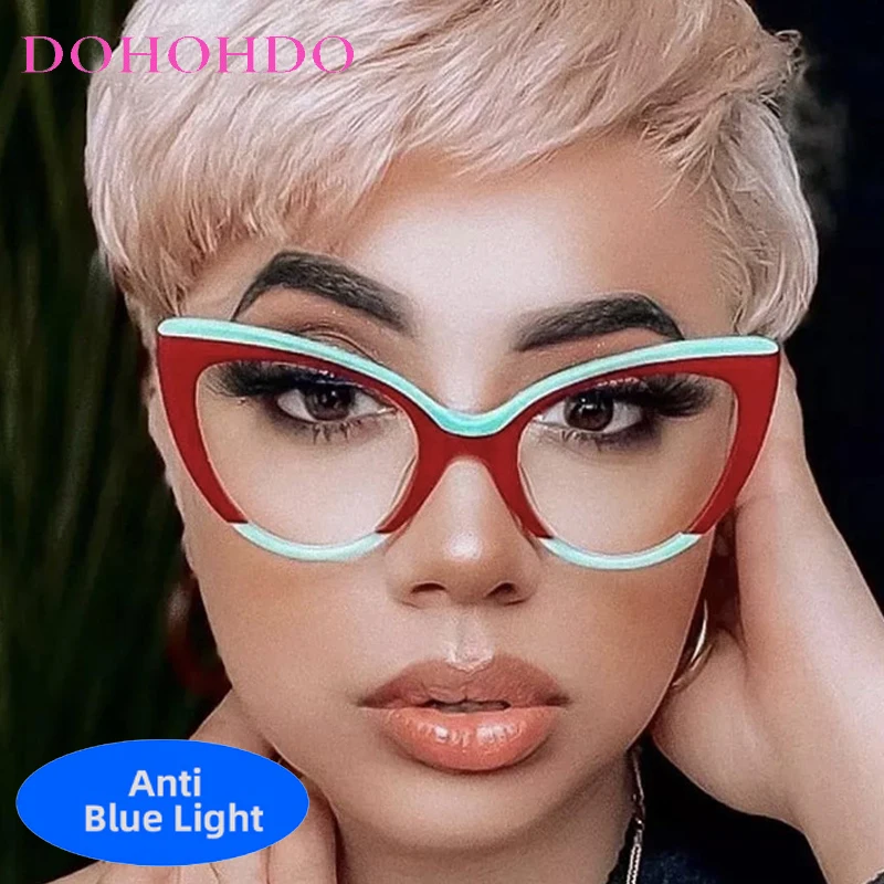 

Fashion Assorted Colors Design Anti-Blue Light Cat Eye Men Women's Eyeglasses Luxury Brand Computer Work Games Optical Glasses