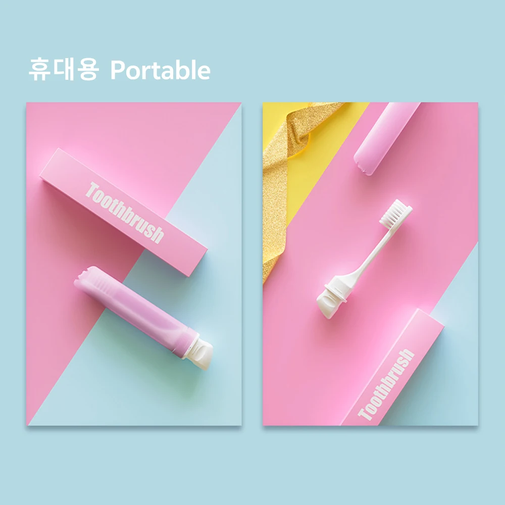 5pcs Portable Toothbrush For Travel Mini Tooth Brush Detachable Outdoor Camping Journey Save Space Adult Colorful Toothbrushes