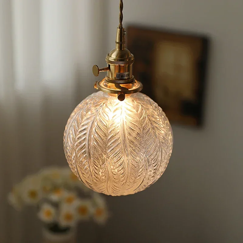 

Modern French Retro Hanging Lamp Indoor Creative Glass Droplight Restaurant Cafe Bar Decor Light Parlor Bedroom Pendant Light