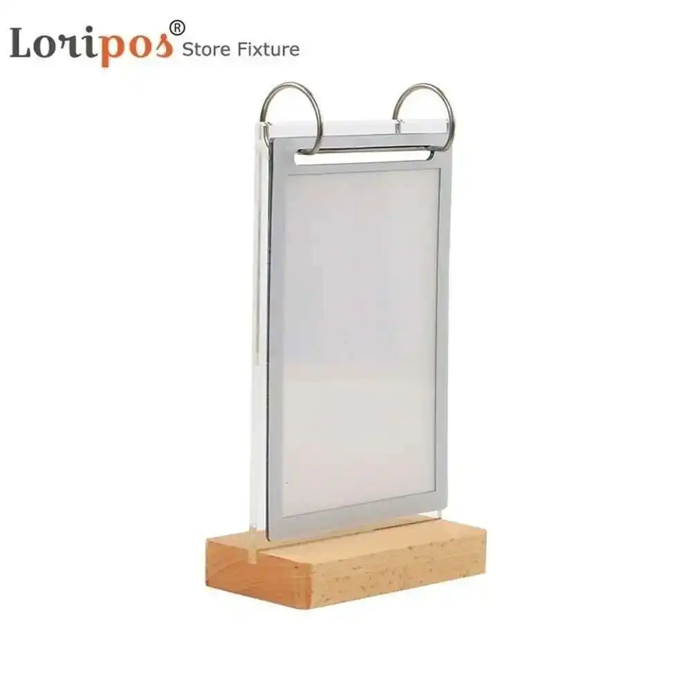 5 Pages Photo Album Wooden Base Desk Label Sign Frame A6 Sleeve Photo Picture Poster Menu Stand Holder For Advertising Promotion