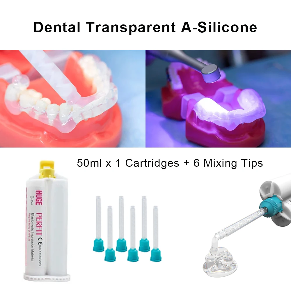 Material de impresión transparente para odontología, elastomérico de cuerpo pesado, Material de silicona, VPS Elite