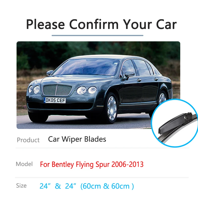 2x For Bentley Flying Spur MK1 2006~2013 Front Wiper Blades Window Windshield Windscreen Brushes Cleaning Cutter Car Accessories