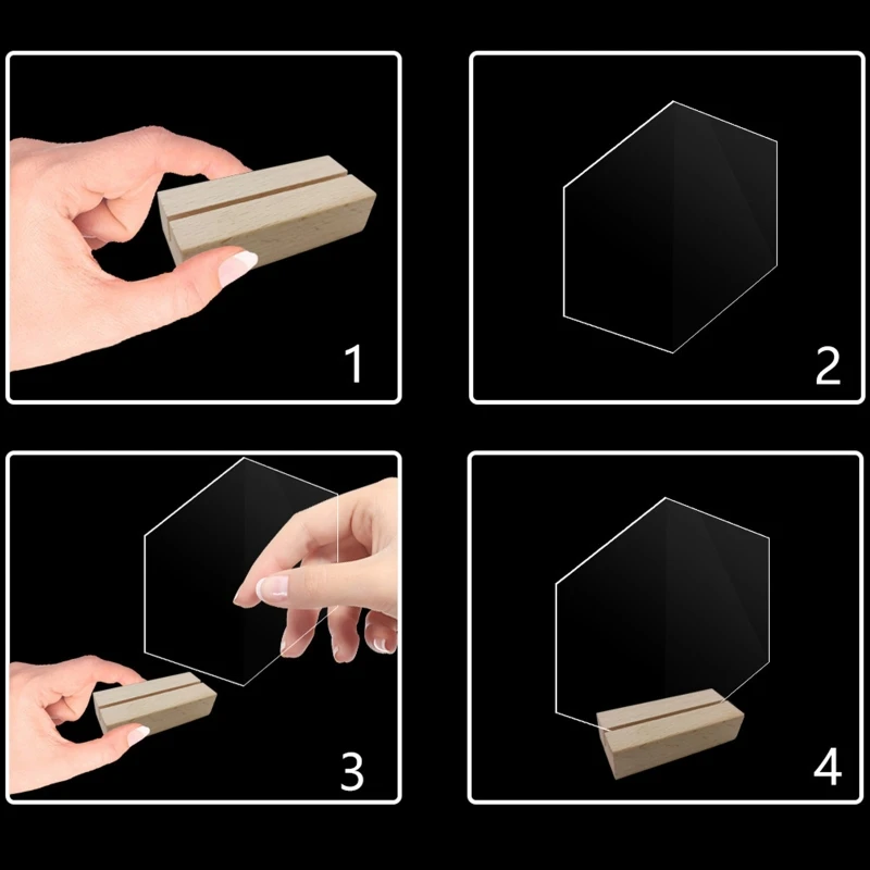 Porta numeri da tavolo per matrimonio con Base in legno espositore bifacciale per Menu segnaposto commerciale cornice trasparente in acrilico