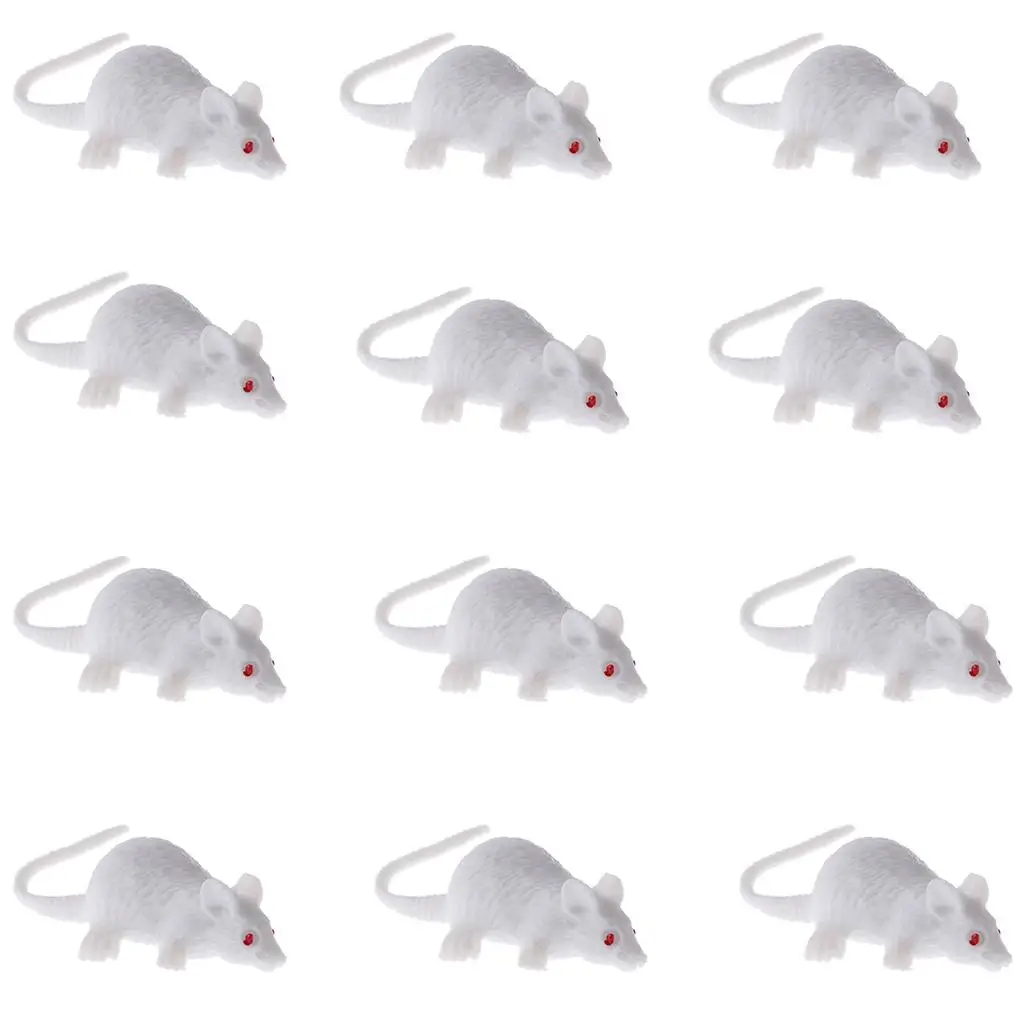 12 Pieces Plastic Animals White Mouse Model Figures, Educational Toys for Toddlers