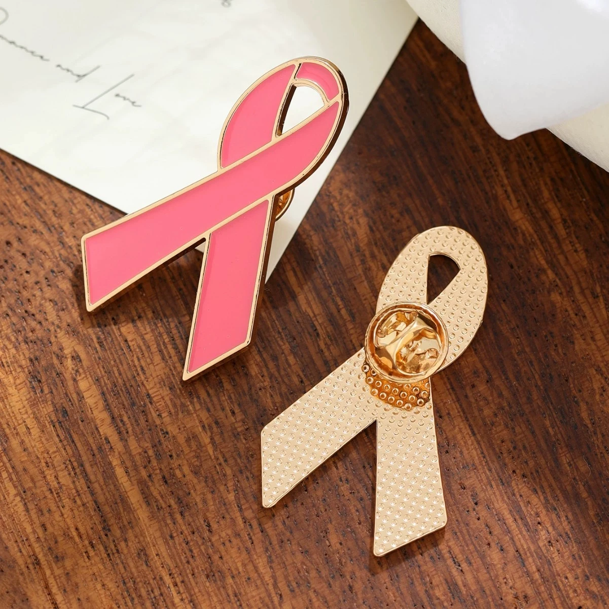 Pink Ribbon Badge Brooch World AIDS Day and Marine Conservation Association Promotion Logo