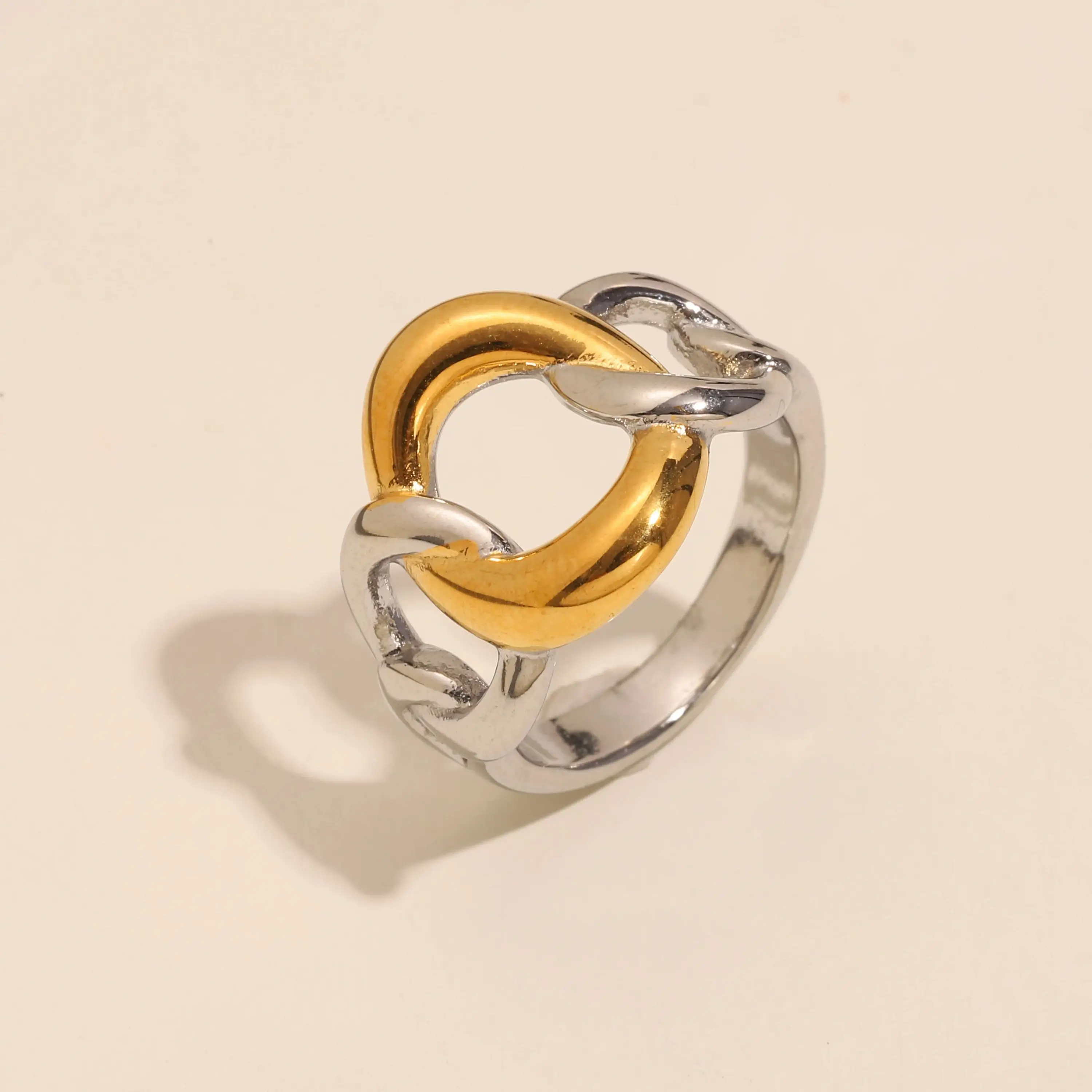La. Muses Circular Chain Stainless Steel Women's Ring PVD Gold-plated Simple and Fashionable Daily Jewelry Gift