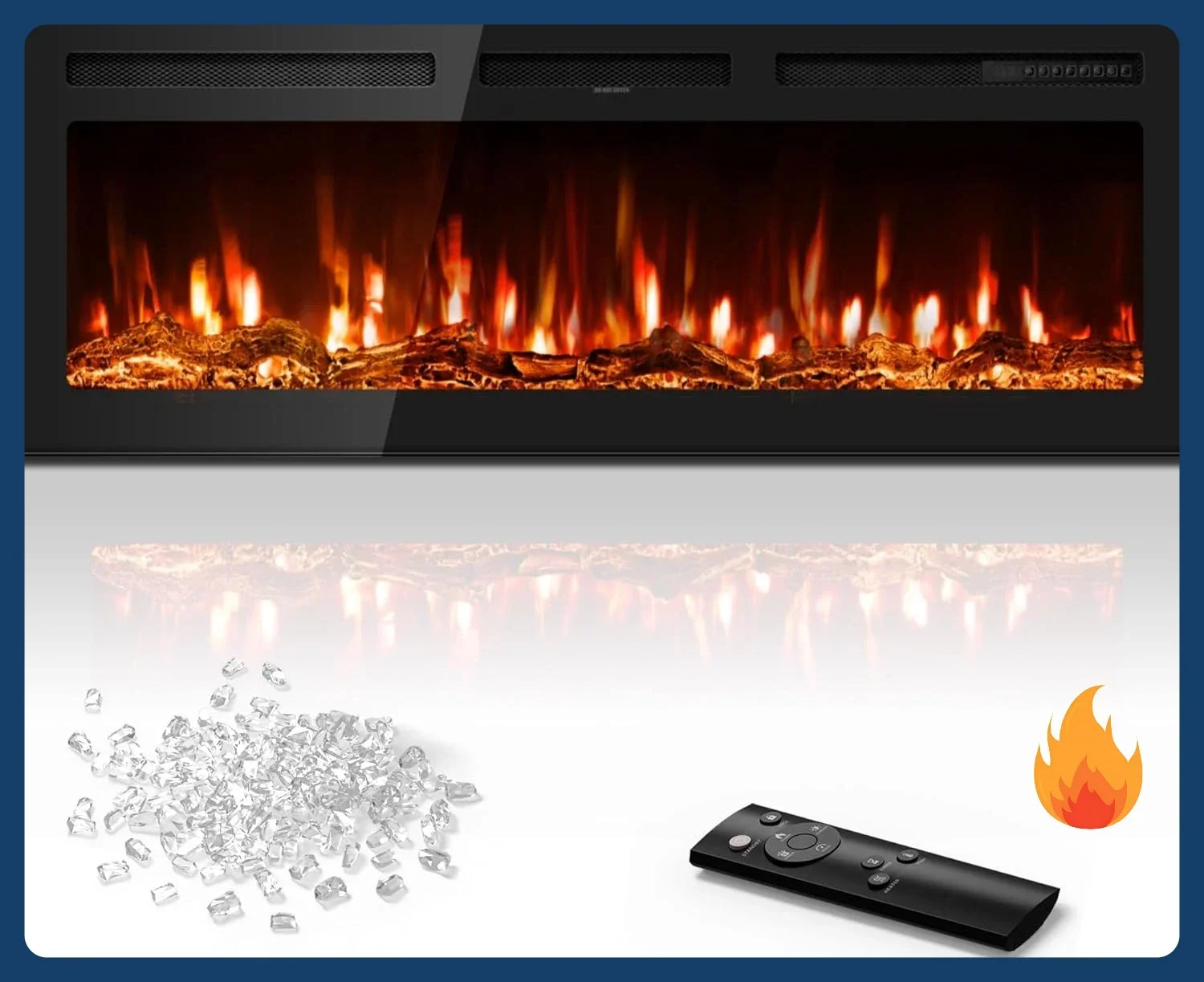 

Скидка! Электрический камин 50 дюймов, встраиваемый и настенный, с пультом дистанционного управления, 1500/750 Вт, каминный обогреватель