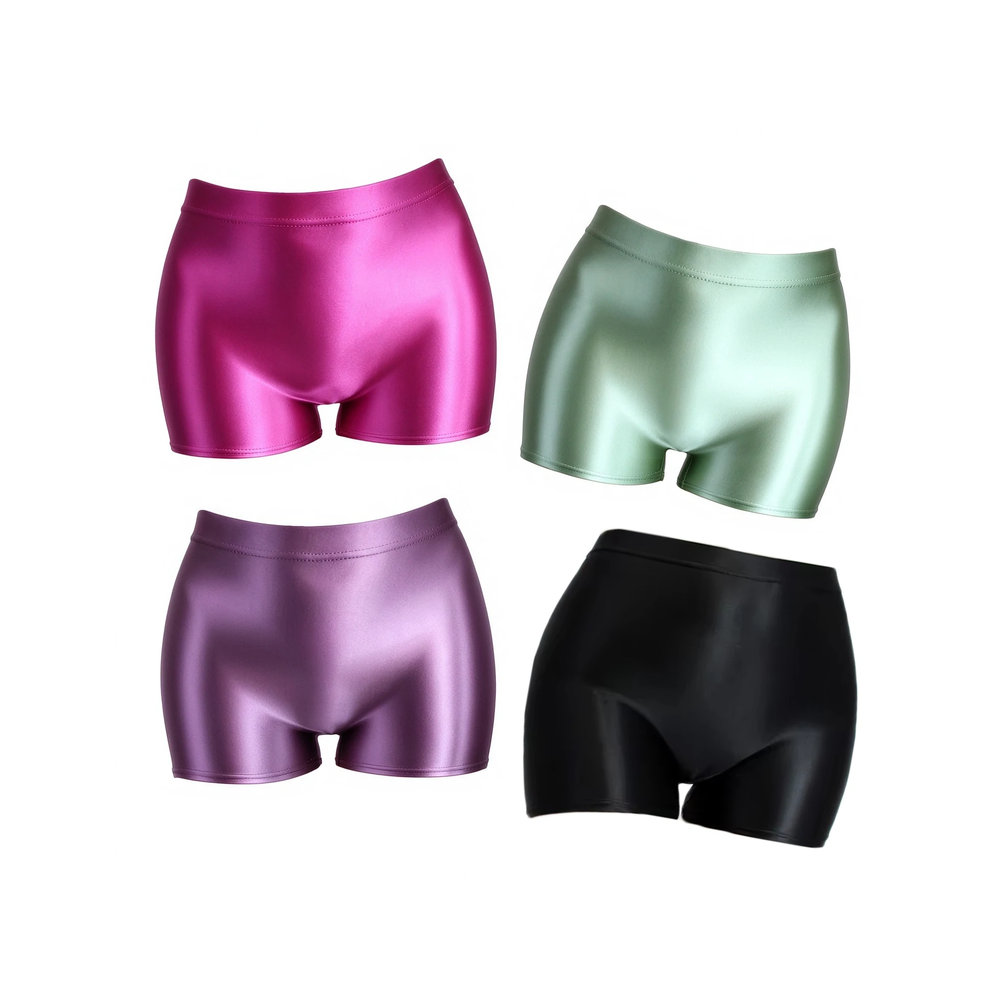 XClocKNYoung satin glossy Short yoga swim smooth Shorts  Shiny Fitness Clothes Glitter Running Gym Shorts XClocKNYoung