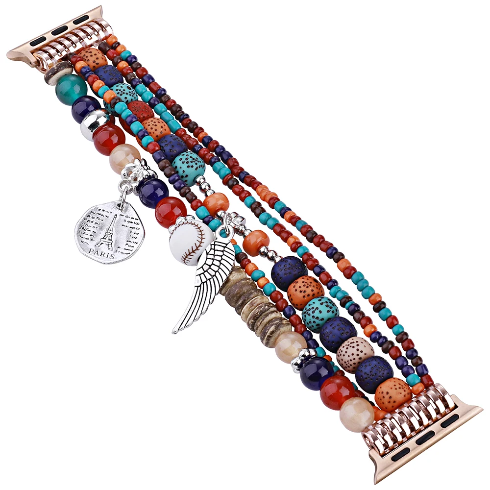 Colorful Beaded Band For Apple Watch Bracelet Women Boho Jewelry Wristband Strap for iWatch Series 8/7/6/5/4/3 41mm 40mm 38mm