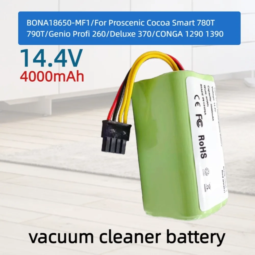 

14.4V 2600mAh Replacement Battery For Proscenic Cocoa Smart 780T,790T Robot,Conga 1290 1390 1490 1590 Vacuum Cleaner
