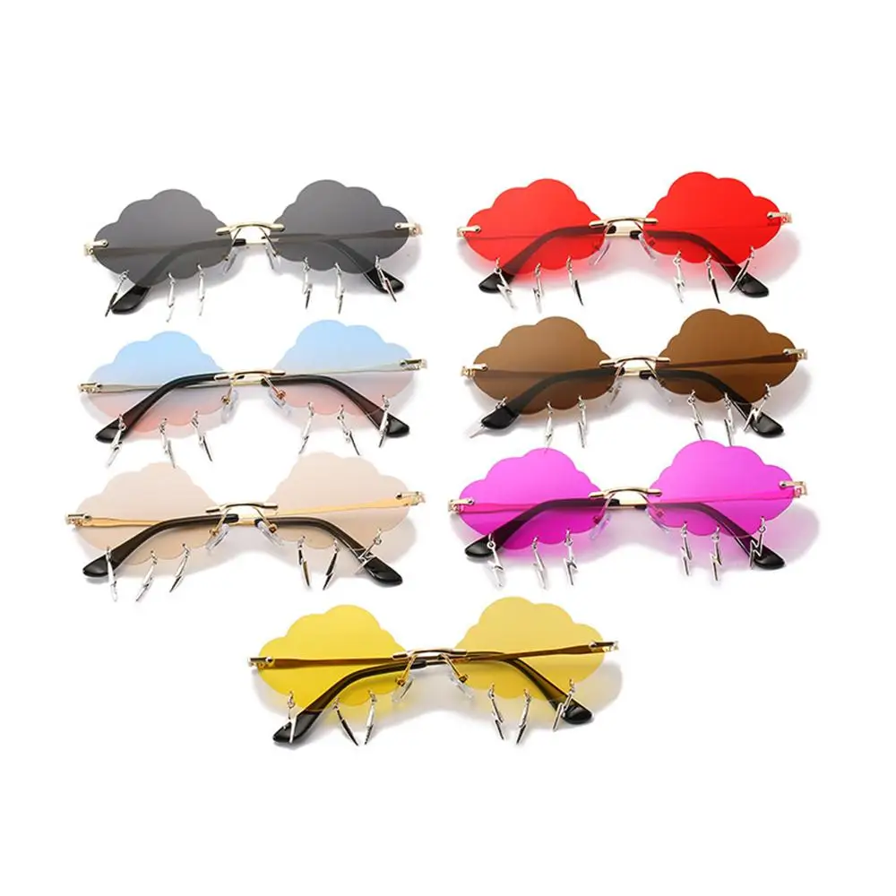 

Colorful Party Glasses Clouds Lightning Sunglasses 90s Sun Glasses Sunglasses for Women Rimless Sunglasses