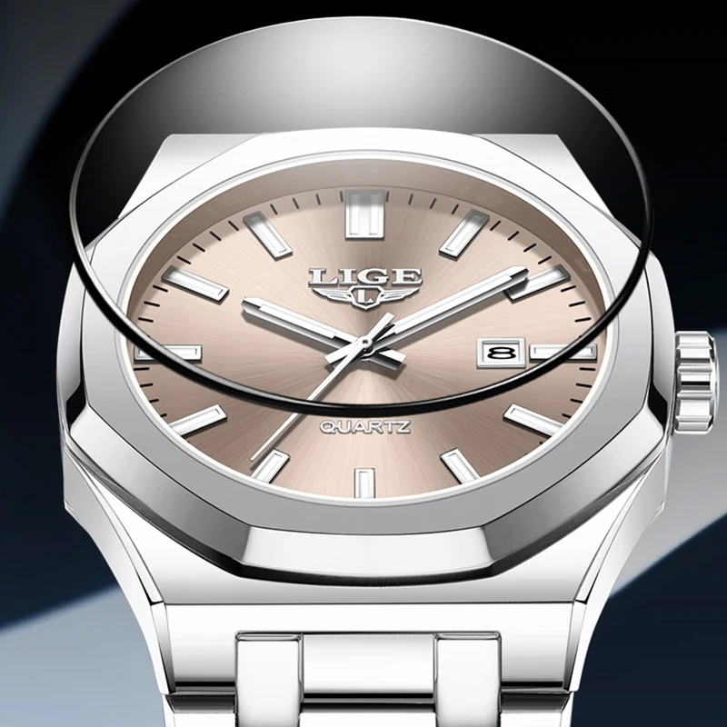 

LIGE простые роскошные кварцевые мужские часы модные повседневные спортивные наручные часы из нержавеющей стали деловые водонепроницаемые светящиеся часы с автоматической датой
