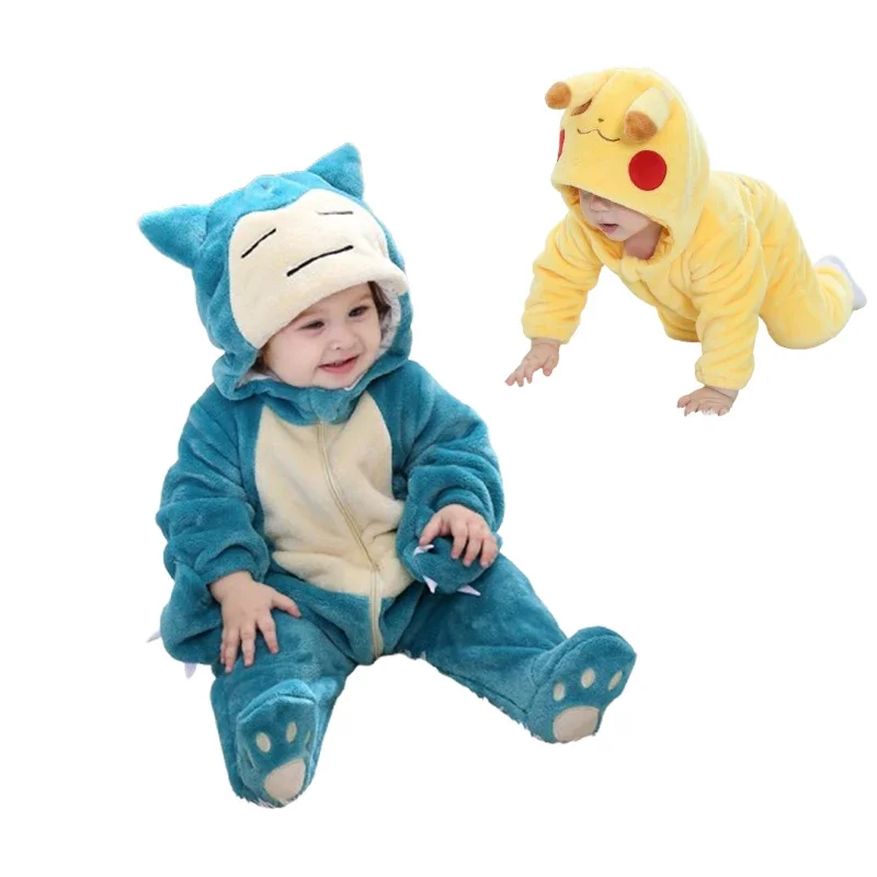 

Pokemon Snorlax Pikachu Baby Jumpsuit Cute Pajamas Baby Clothes Cosplay Costume Hooded Onesie Newborn Bodysuit 0-3 Years Old