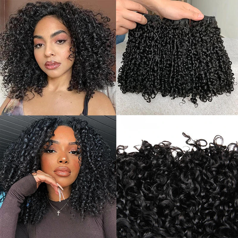 Brazilian Super Double Drawn Pixie Curl Hair Weave Human Hair Bundles Pixie Curly Bouncy Hair Bundles For Women 100g/Pcs Remy