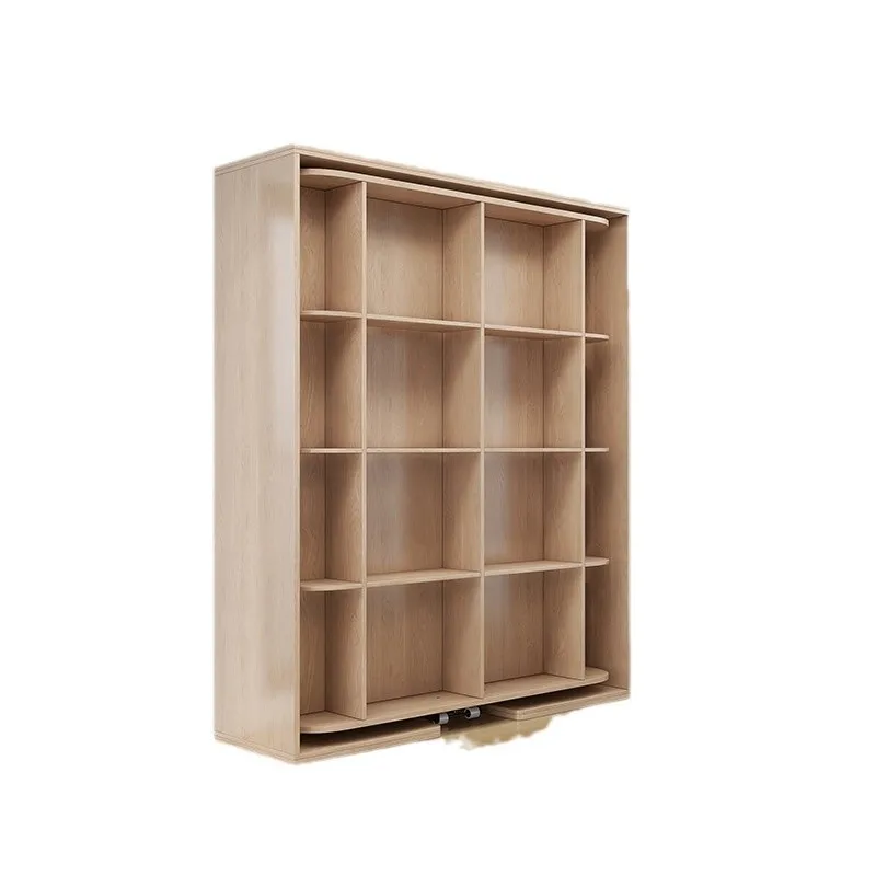Modern style multifunctional rotating bookshelf integrated folding flip bed soft board wall bed