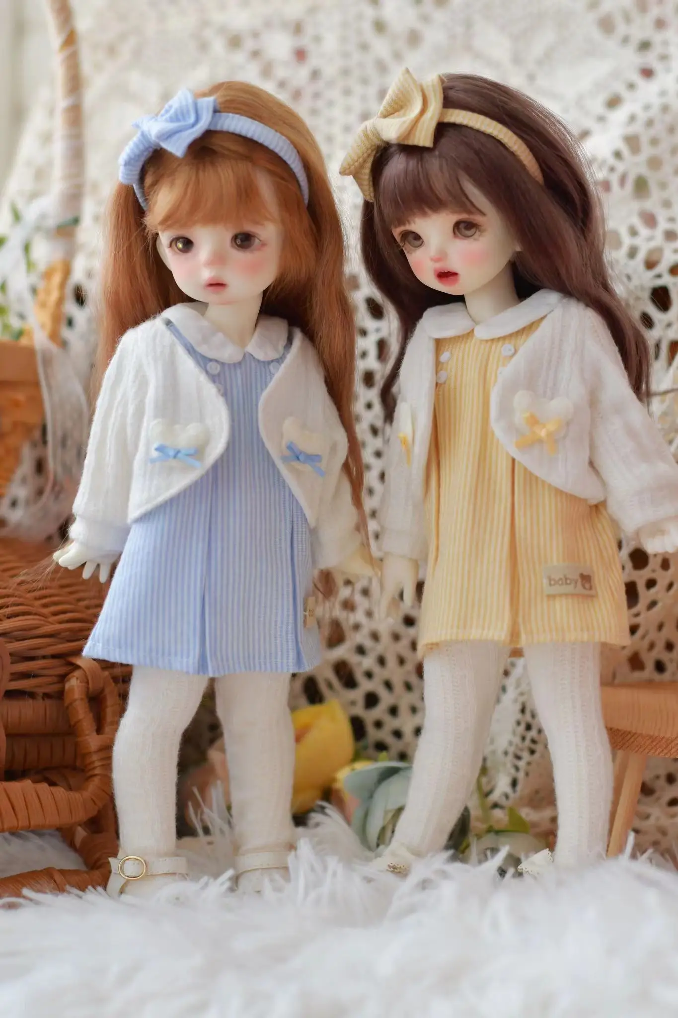 BJD doll clothes suitable for 1/6 size cute cardigan sundress suit BJD doll clothes 1/6 doll accessories (4 points)