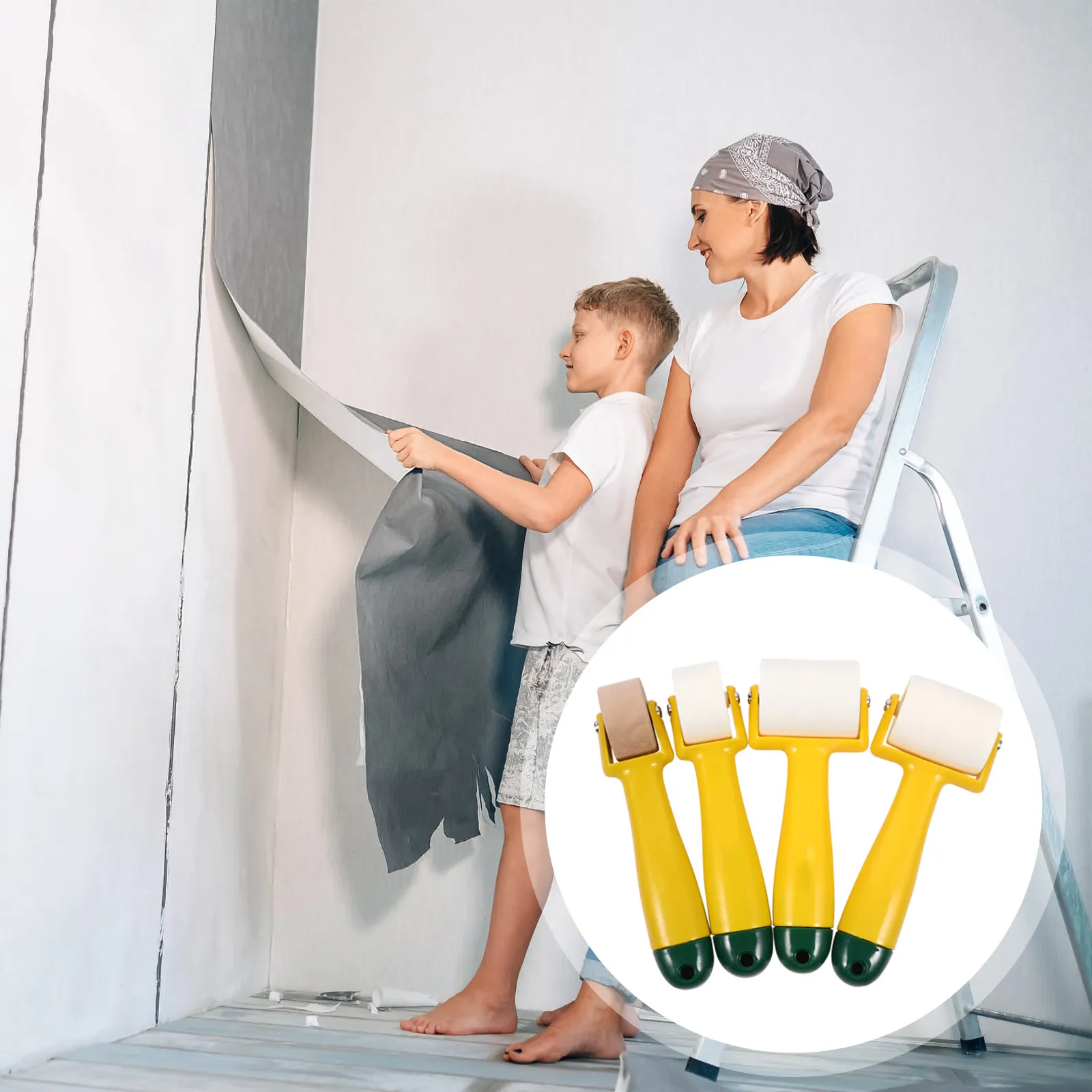 4Pcs Wallpaper Construction Tools Seam Roller Wheel for Smooth Flat Wall Paper Adhesion Pressure Wheel Device Seam Roller