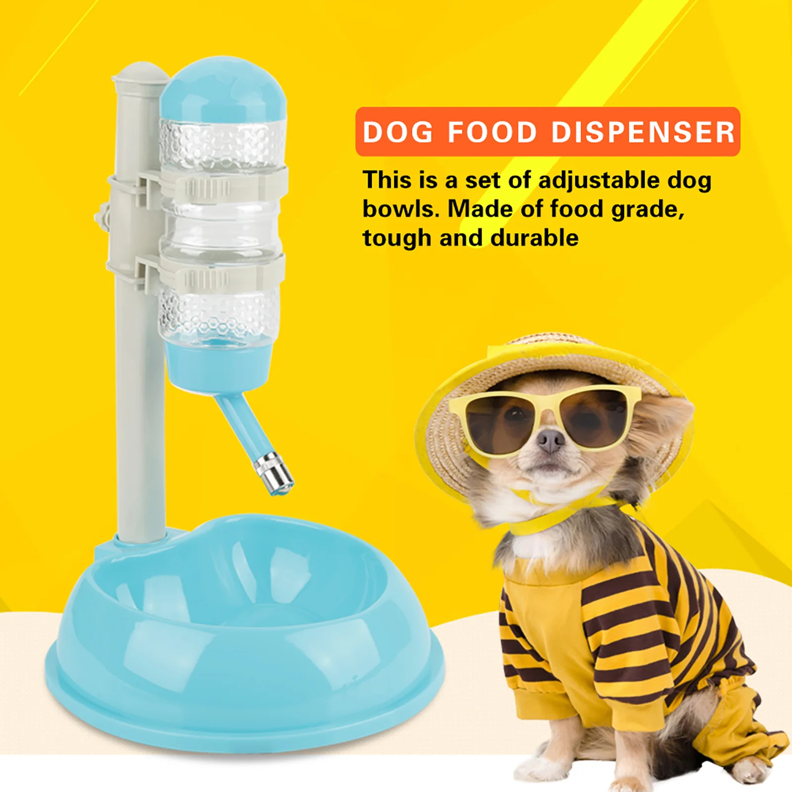 

Pet Dog Water Bottle Food Feeder Bowl Auto Adjustable Pet Cat Drinking Fountain Food Water Dispenser Pet Bowl Feeder