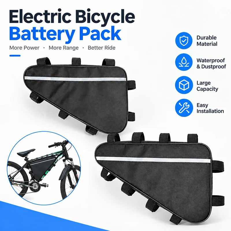 Triangle Frame‑Mounted Battery Storage Bag  210D Waterproof Oxford Fabric  Retrofit Accessory for MTB & Road Bicycles