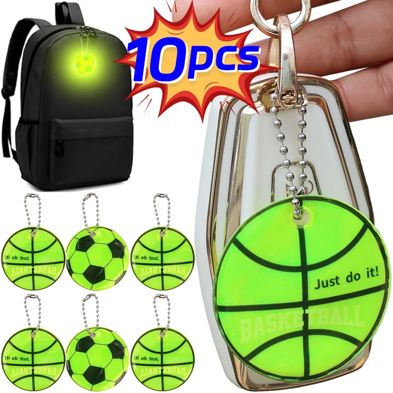 Night Glowing Keychain Night-time Luminous Waterproof PVC Keyring Long-lasting Decorative Basketball Football Pendant Key Chains