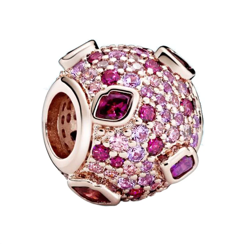 New S925 Silver Rose Gold Hollow Flower Leaf Dice Gift Box DIY Charm Beads Fit for Bracelets Necklaces Women's Boutique Jewelry - view 2