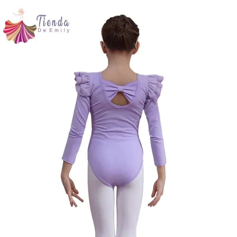 Leotard for Girls Toddler Ballet Leotards Dance Gymnastics Outfits with Bow Back Jumpsuit Hollow Out Cotton Ballerina Swimwear