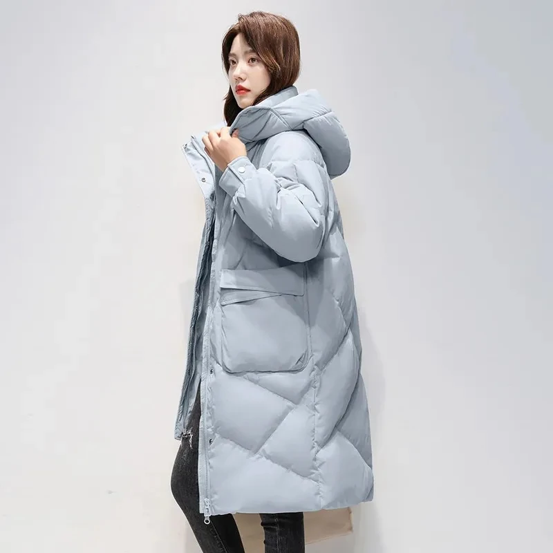 Womens Winter Jacket 2024 New Parkas Hooded Long Large size White Duck Down Coat Loose Casual Down Jackets Female Outerwear