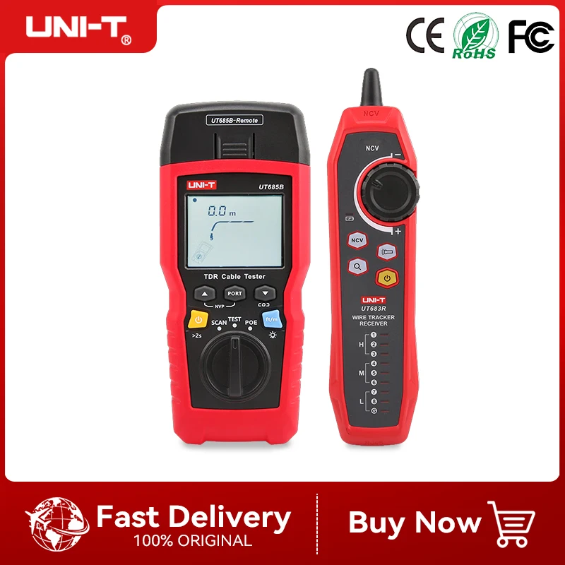 UNI T Network Cable Tester UT685B KIT TDR Cable Tracker Lan Tester RJ45 RJ11 Detector Wiring LCD Display Network Tool