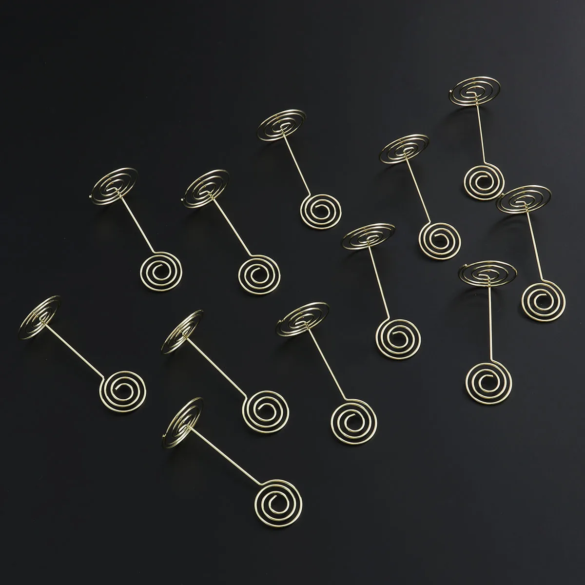 

12pcs Table Number Holders Photo Metal Clips Business Card Menu Party Spiral Base Wedding Reception Office Use Home Decor