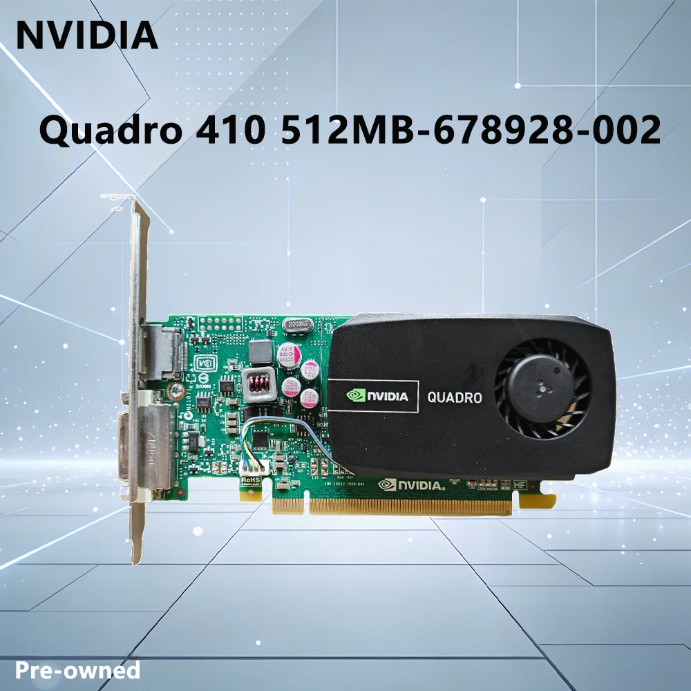 

Профессиональная видеокарта NVIDIA Quadro 410 512 МБ DDR3 64-бит низкопрофильная для рабочих станций, поддержка нескольких мониторов, 2 DisplayPort, DVI