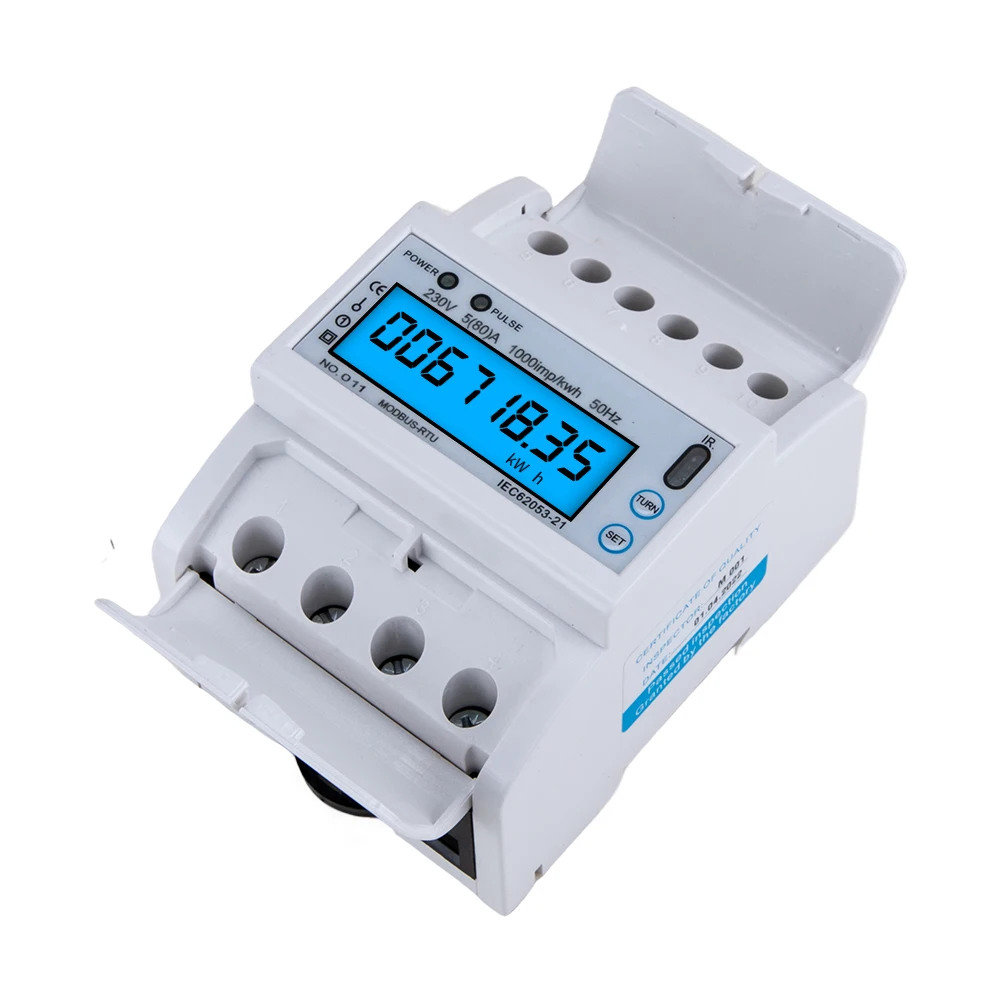 RS485 Din Rail Elektrische Ac 220V Eenfase Energie Meter Modbus Rtu Verbruik Kwh Spanning Stroom Wattmeter Monitor 230V 50Hz