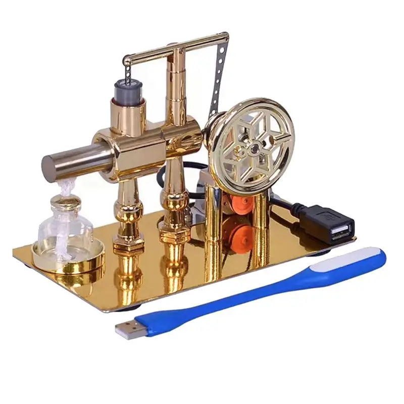 A23F-1 Piece Hot Air Stirling Engine Experiment Model Educational Mini Engine Gold