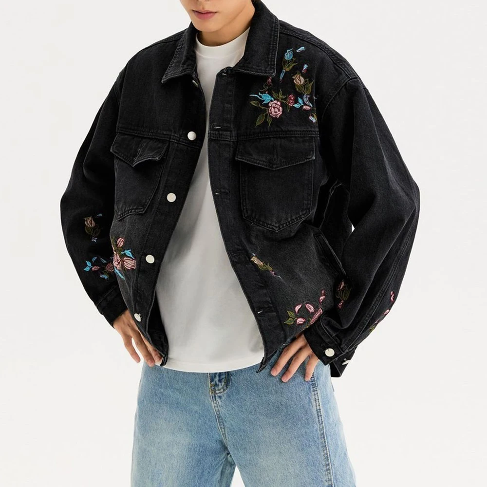

Y2k Spring Denim Jacket Floral Embroidery Jacket Genderless Streetwear Fashion Casual Youth Outdoor Couple Top Unisex 2026 New