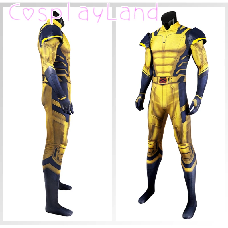 DP3 Logan James Cosplay 3D Printing Zentai Superhero Wolve Jumpsuit Yellow Costume Halloween Carnival for Men Suit Plus Size