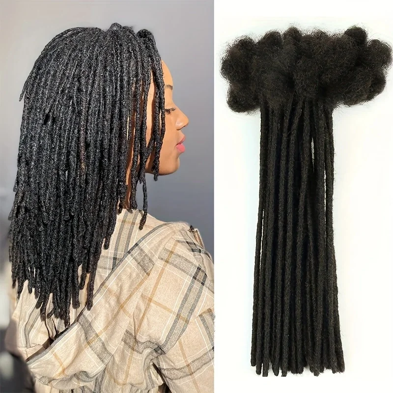 0.4cm 100% Real Human Hair Dreadlock Extensions for Man/Women Full Handmade Human Hair Locs Extension 4-18 Inch