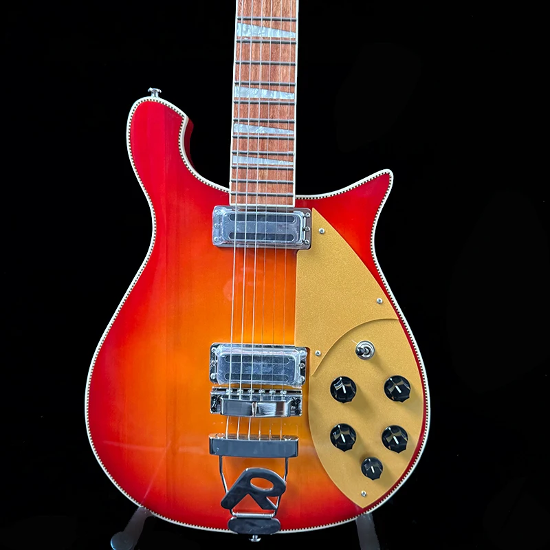 Solid wood guitar body 21-fret electric guitar CS orange-red glossy electric guitar rosewood fretboard US warehouse free shipping