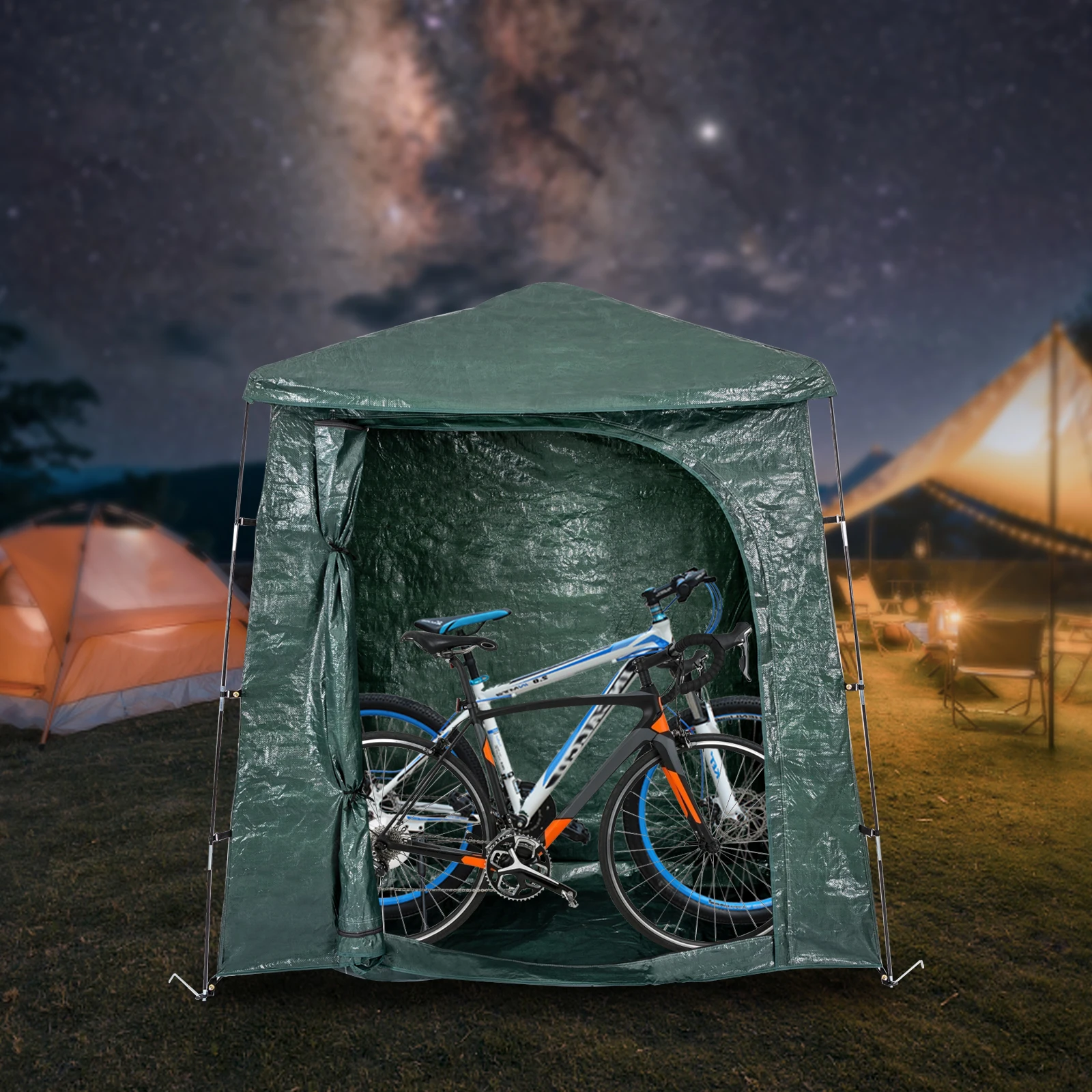 Tenda dobrável impermeável para Jardim e Bicicleta, Shed Kit, Abrigo Estável, Armazenamento ao ar livre, Verde