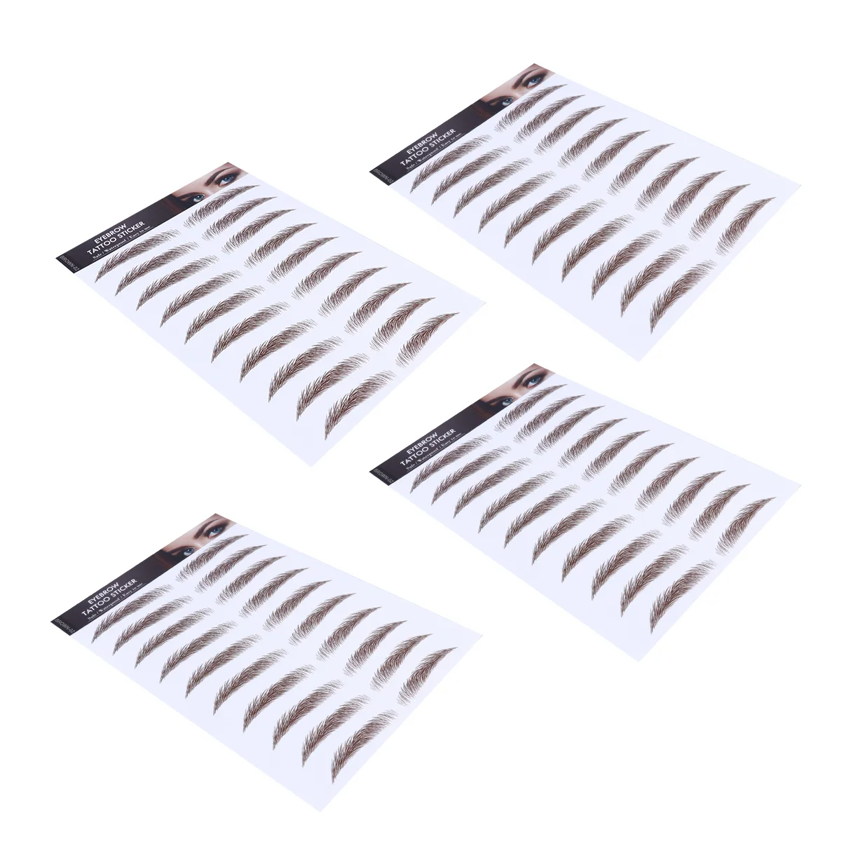 

4Pcs Imitation Eyebrow Stickers 6D Realistic Hair-Like Texture Reusable Waterproof Eyebrows for Smooth Facial Look Eyebrow