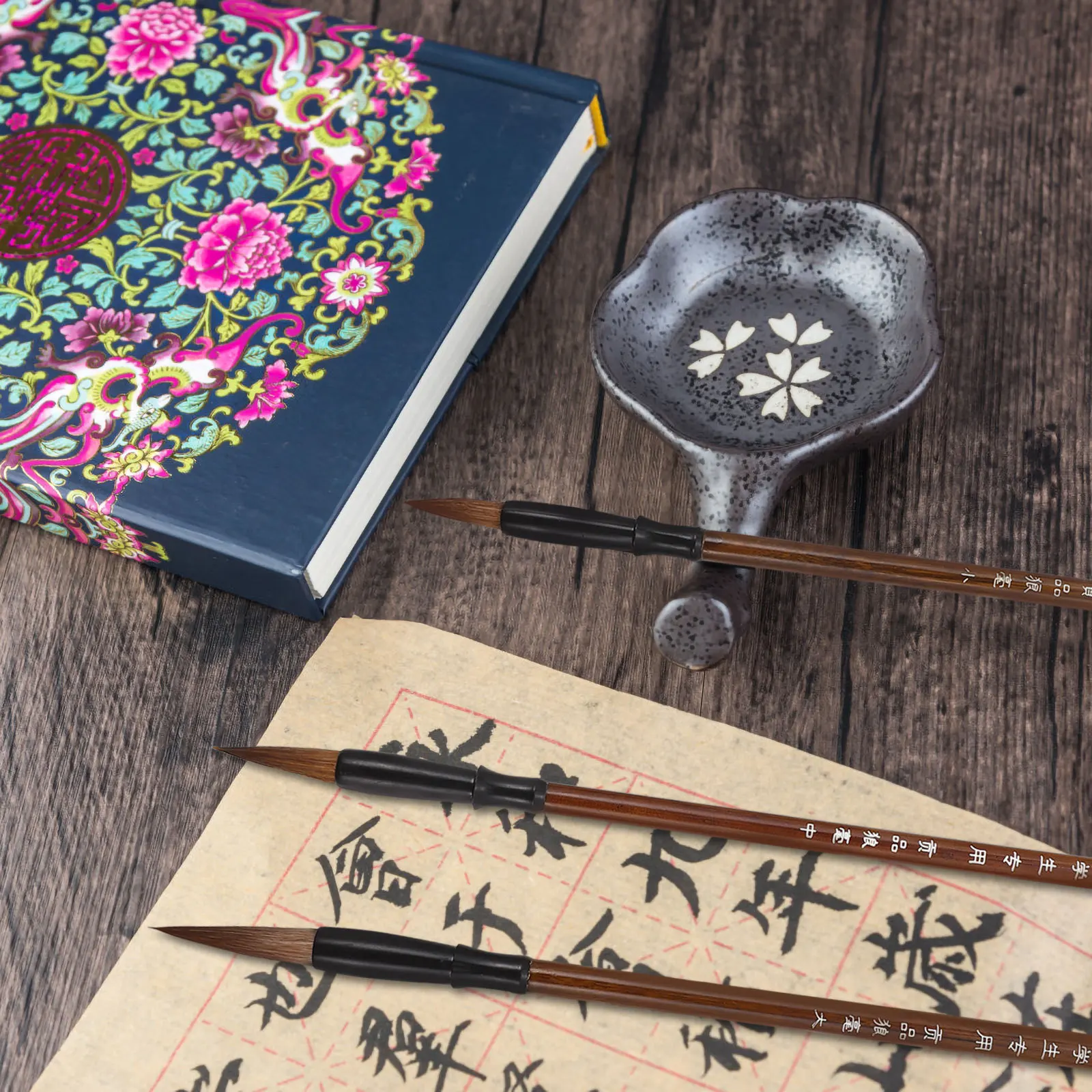 

3Pcs Chinese Writing Brush Set Professional Calligraphy Brush Pens Smooth Ink Absorption for Painting Calligraphy Drawing