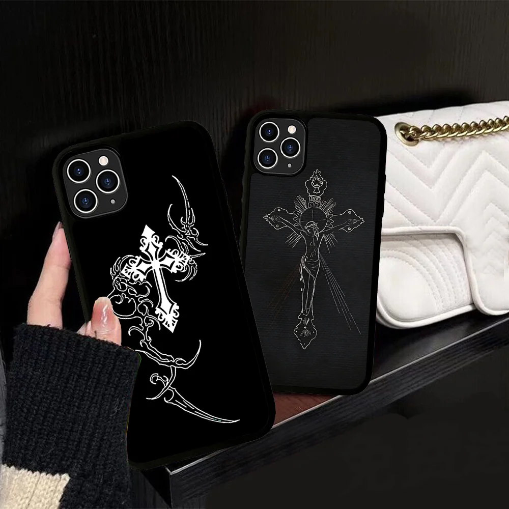 Cyber Sigil Cross Phone Case Silicone PC+TPU For For IPhone 11 12 13 14 15 16 Plus Pro Max Cover